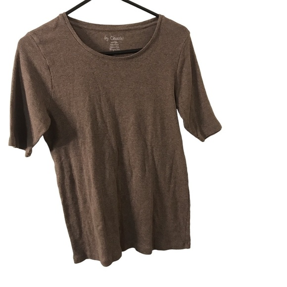 3/$15 By Chico’s tan scoop neck tee size M - Picture 1 of 9